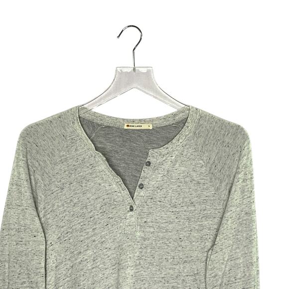 Marine Layer L Womens Slim Fit Double Knit Henley Tee Heather Gray - Picture 5 of 9